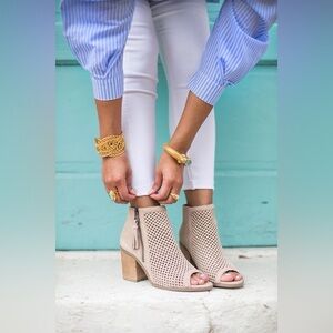 Qupid Light Tan Perforated Ankle Boots